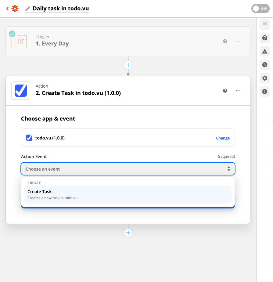 A screenshot of the Zapier application interface.