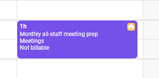 A screenshot of a non-billable time entry in todo.vu's calendar.